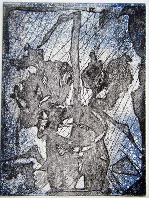 Radierung; Titel: Verwelktes, 30x20